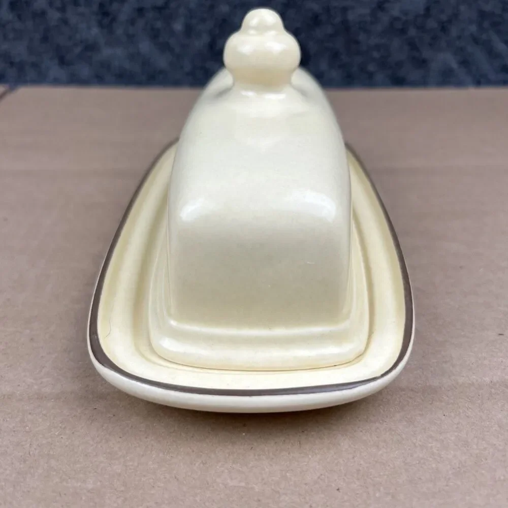 Vintage Pfaltzgraff Village Pattern Stoneware Covered Butter Dish with Lid
